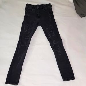 H&M Black Skinny Ankle High Waist Distressed Jeans Size 27